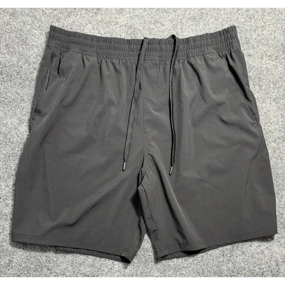 Crane Mens XL Black Athletic Shorts Recycled Polyester Spandex Drawstring